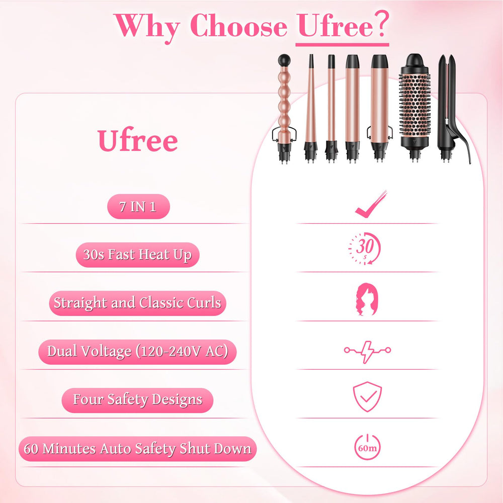 Ufree travel dual-voltage kit with bag supports on-the-go styling.