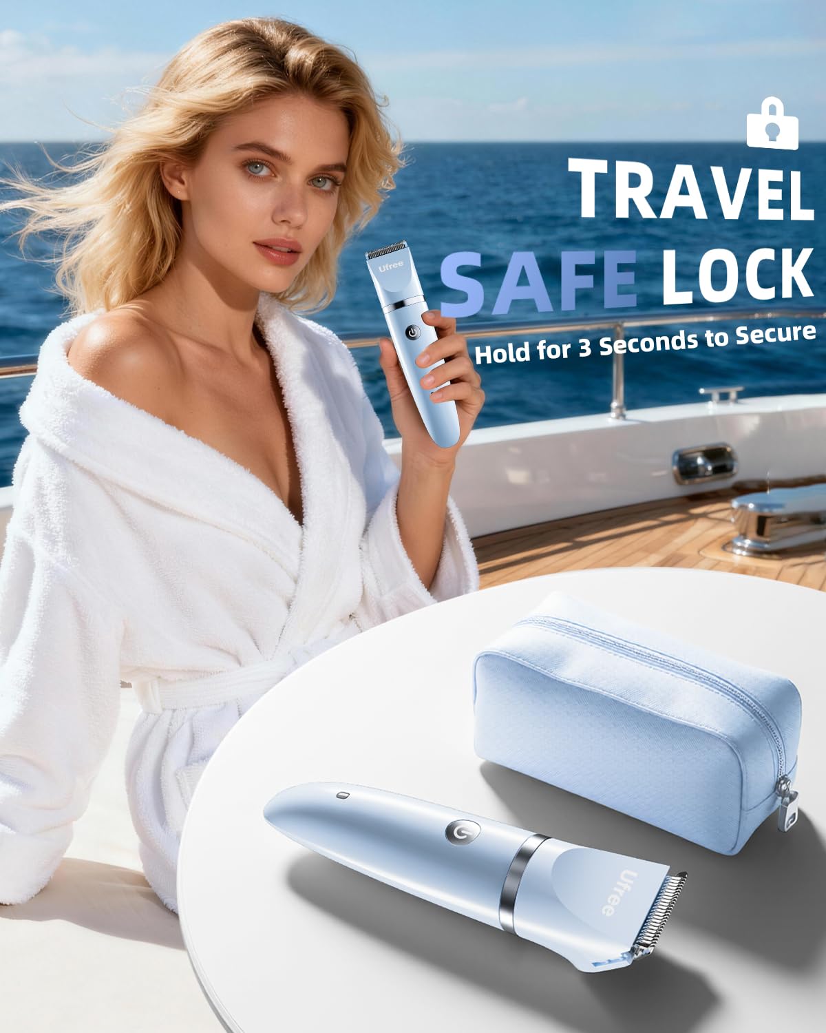 Ufree travel pouch scale placed beside passport to highlight portability