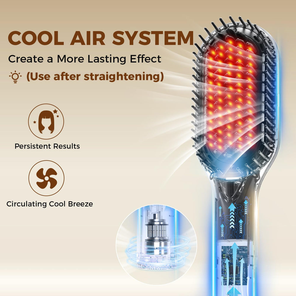 Ufree Upgraded Hair Straightener Brush anti-scald safety features protect scalp and fingers