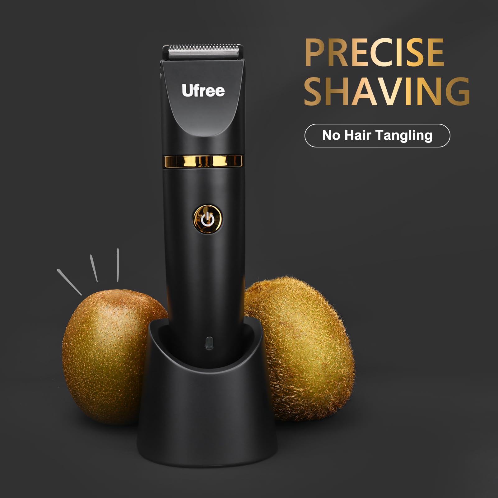 Ufree waterproof body hair trimmer being rinsed for easy cleaning.