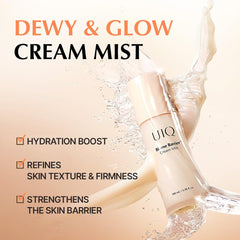 UIQ Biome Barrier Cream Mist bottle closeup highlights gentle, unscented formula for all skin types.