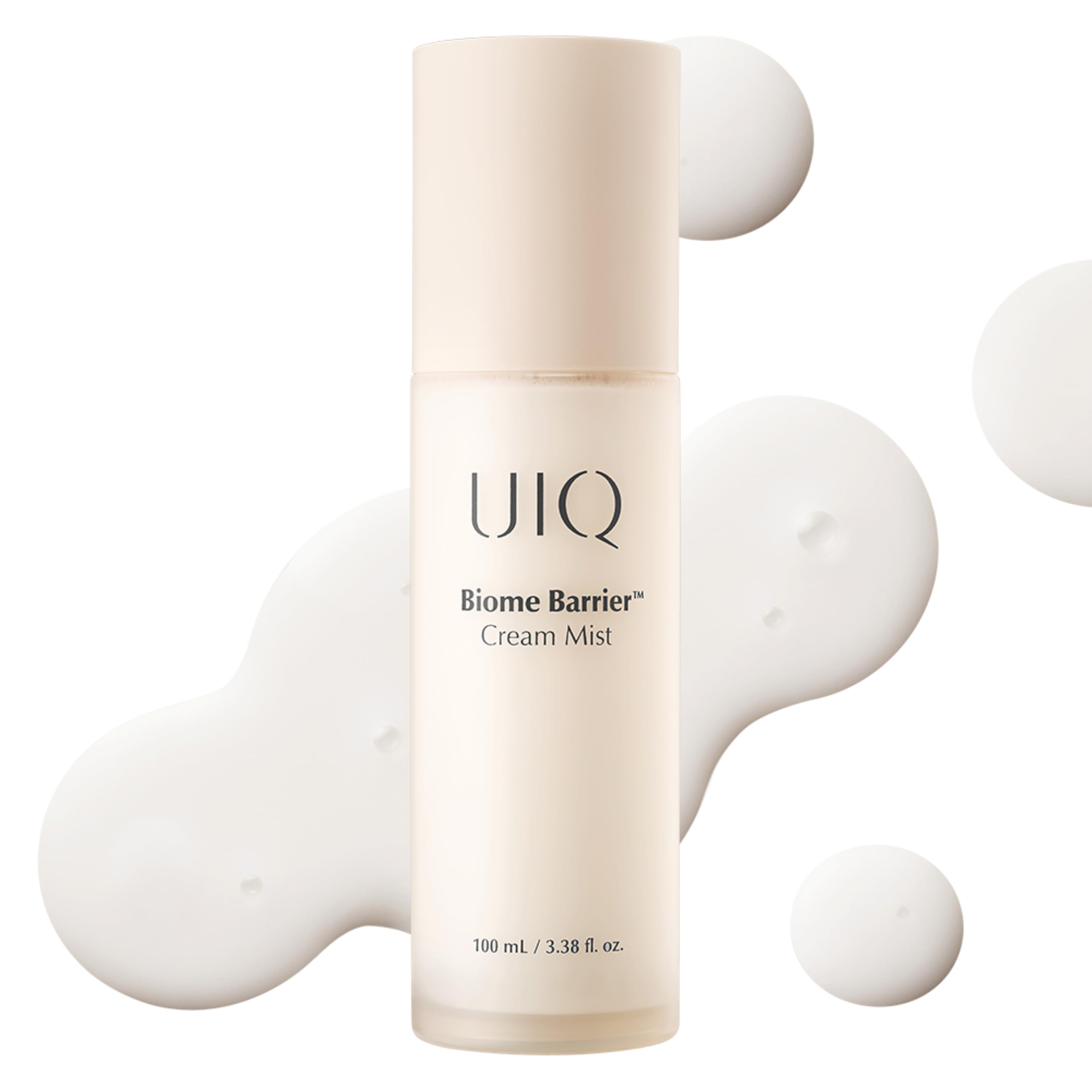UIQ Biome Barrier Cream Mist pump delivers quick hydration with a smooth, non-sticky feel.