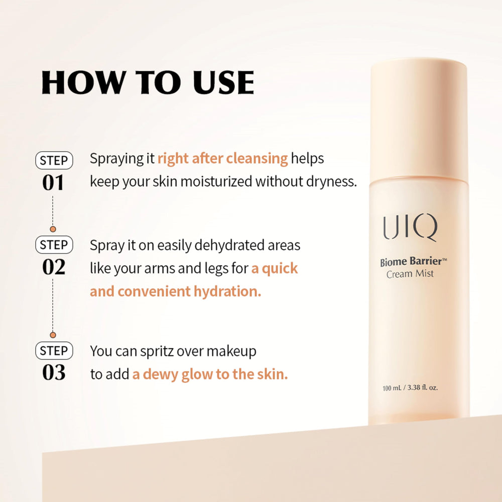 UIQ Biome Barrier Cream Mist with Selected biome_Gen 501 supports a resilient barrier.