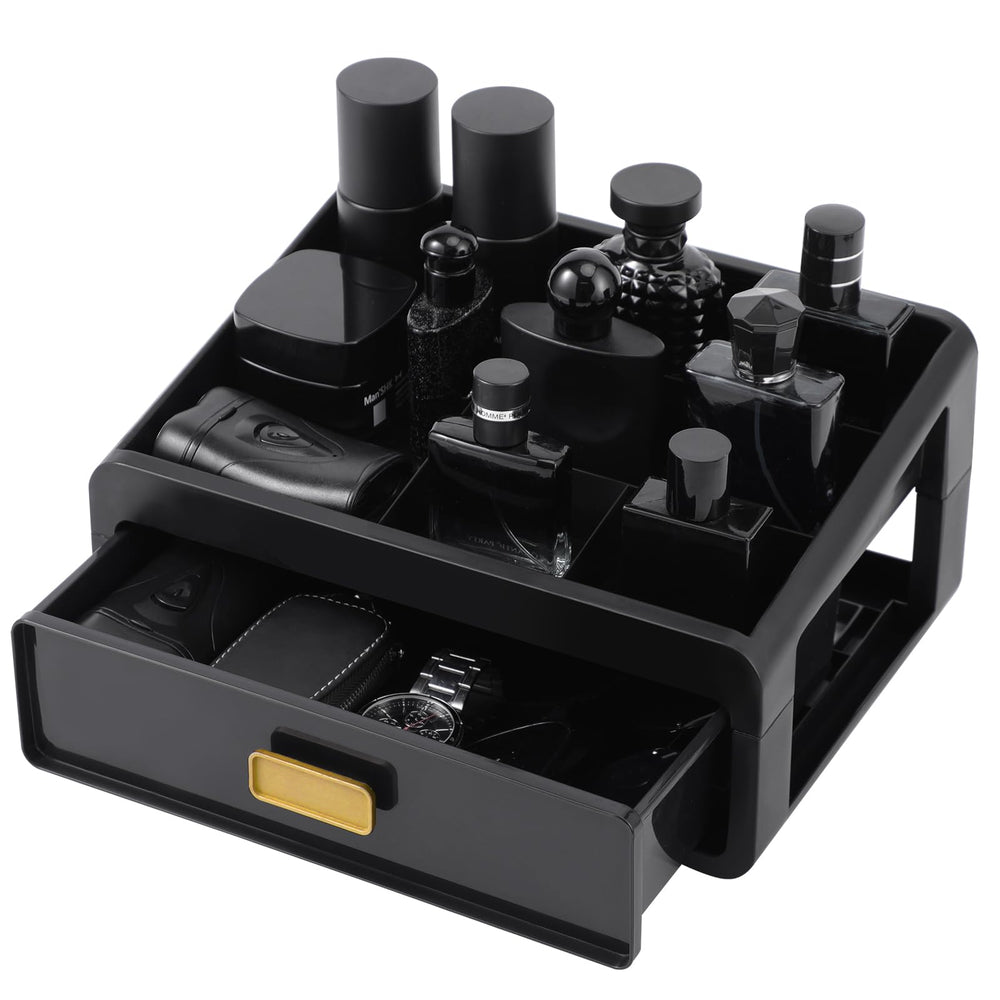 UJQSUN Cologne Organizer on a vanity with a neat, accessible fragrance display.
