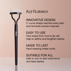 UKLASH in-use image combing lashes to lift and separate for a fanned finish
