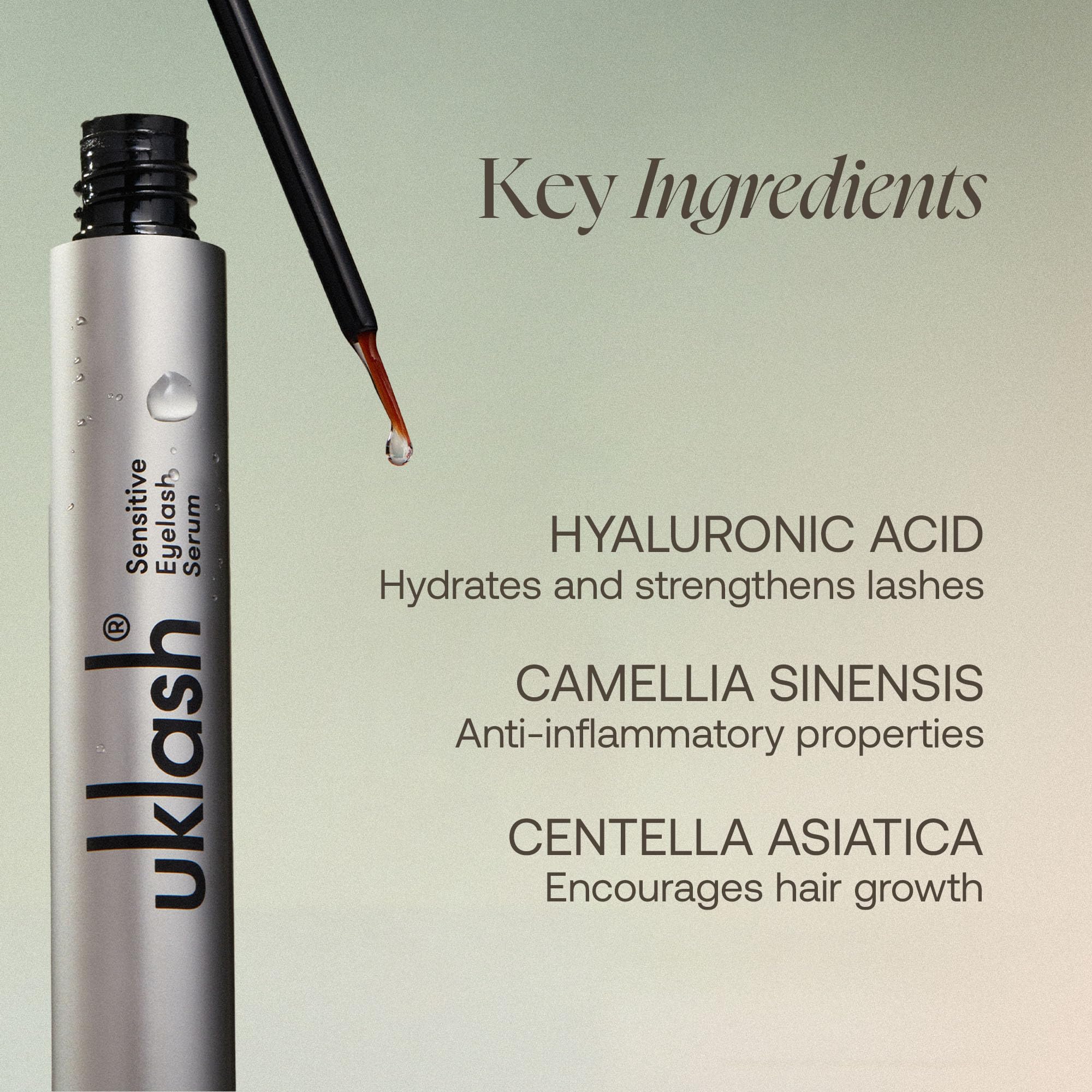 Peptide ingredients visual with UKLASH highlighting strengthening benefits