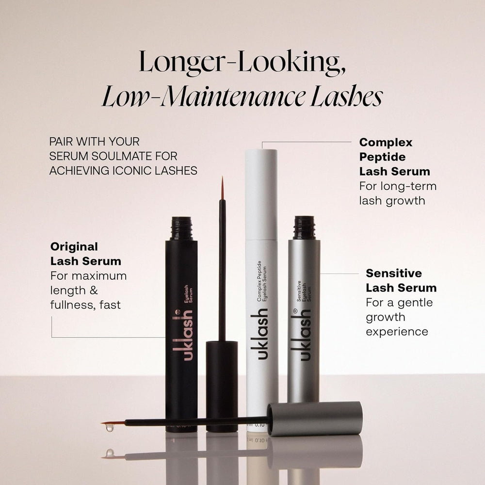 UKLASH tube beside a coin to display compact 0.24 oz travel-friendly benefit