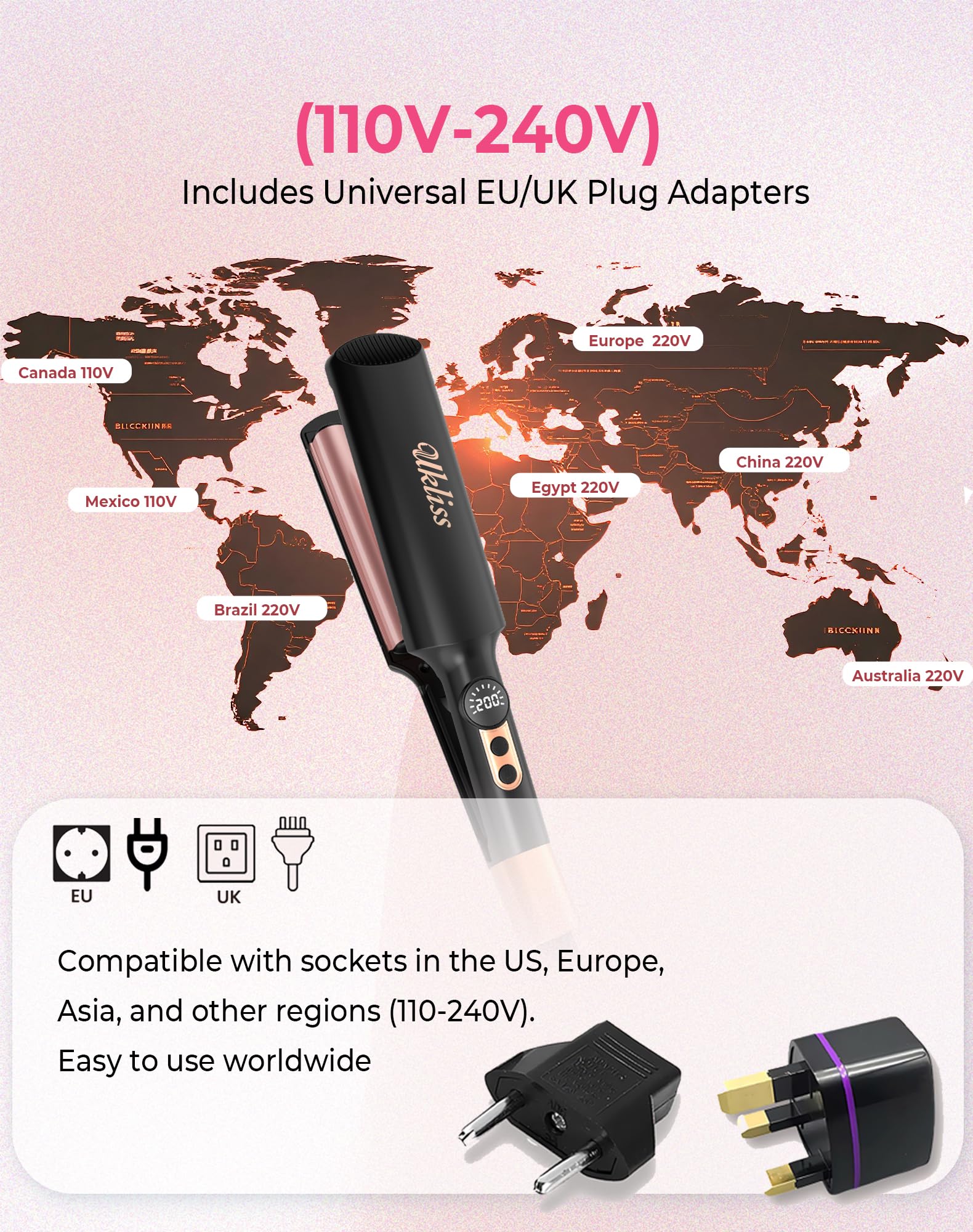 UKLISS dual voltage travel compatibility for worldwide styling