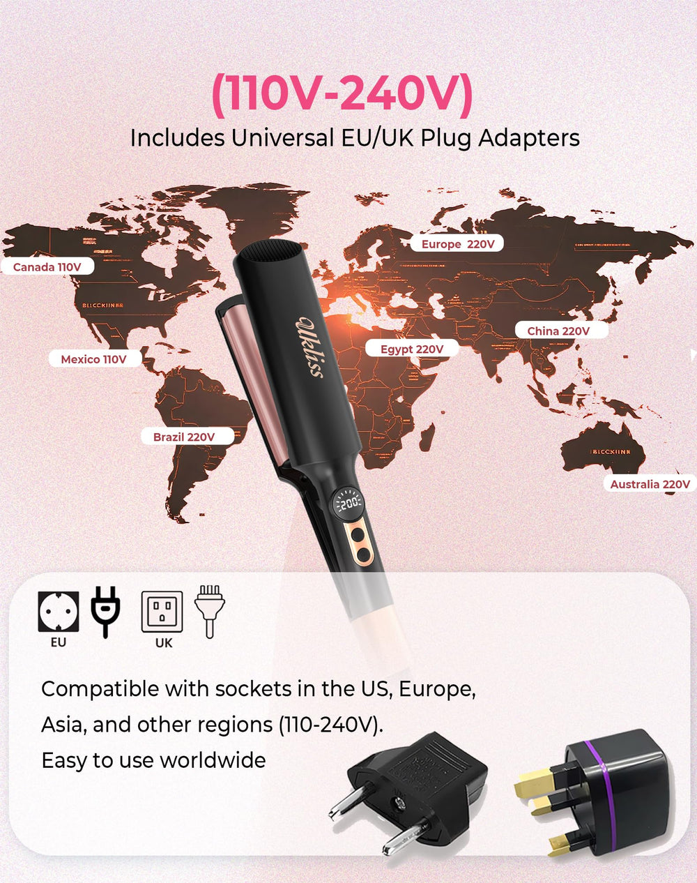 UKLISS dual voltage travel compatibility for worldwide styling