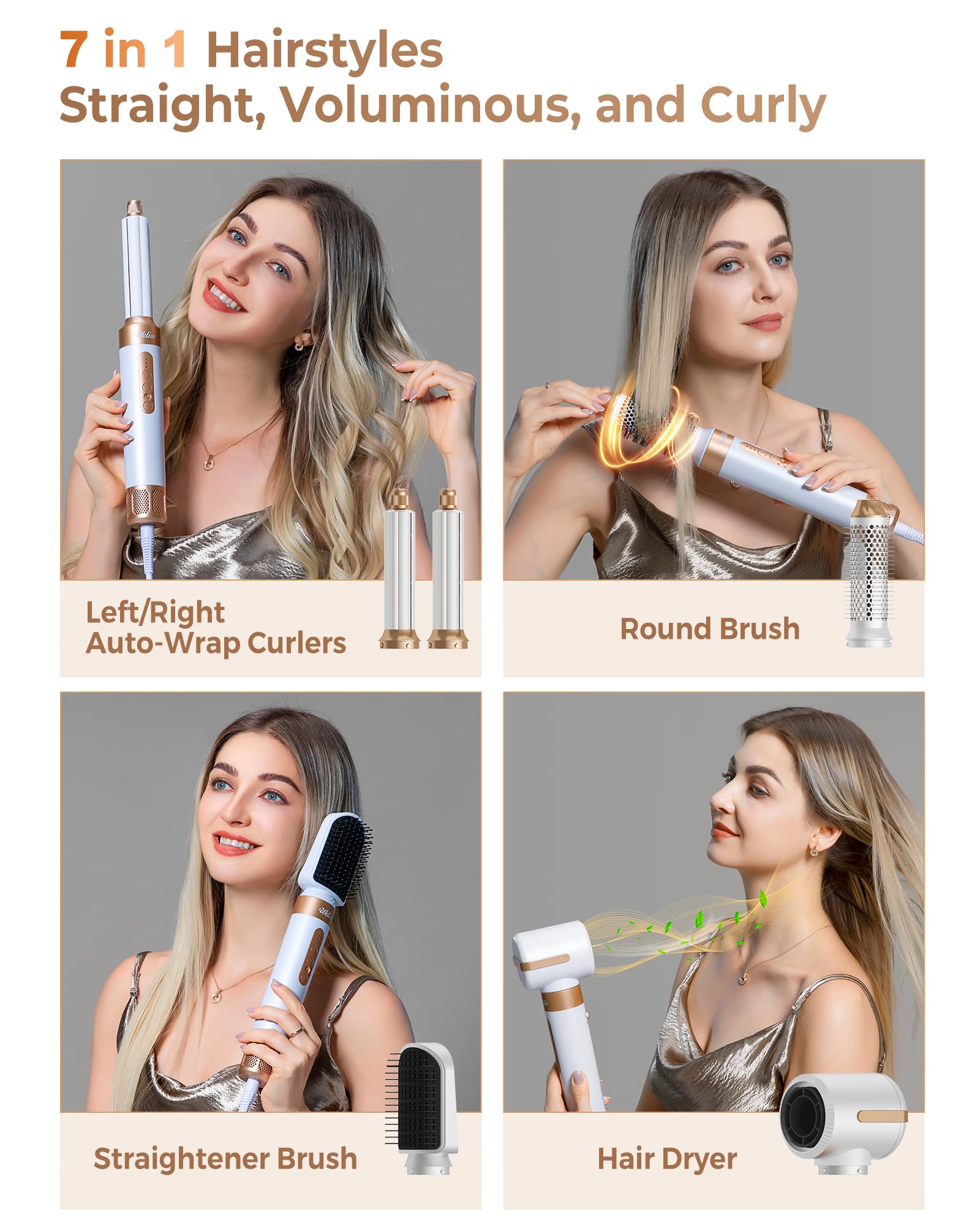 UKLISS hair dryer brush attachments expand curling and straightening options