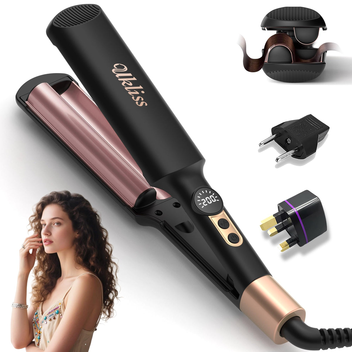 UKLISS mini waver close-up of 0.4 inch barrel for tight defined crimps