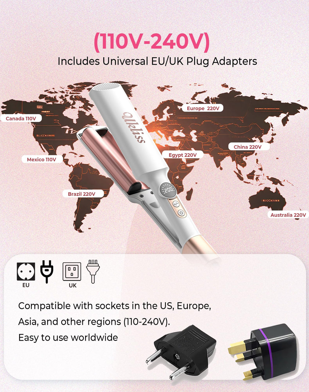 UKLISS Mini Waver dual voltage enables worldwide styling