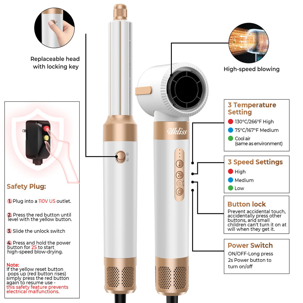 UKLISS thermal control settings tailor heat for different hair types