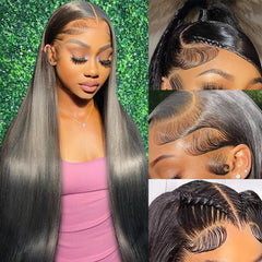 UKOWN 13x6 lace-front wig closeup shows natural hairline and pre-plucked baby hairs