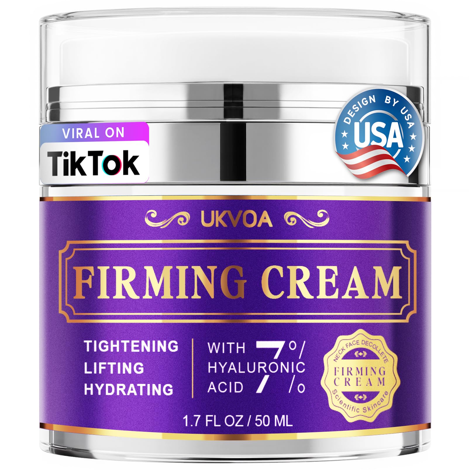 UKVOA retinol neck cream bottle on vanity for daily firming routine