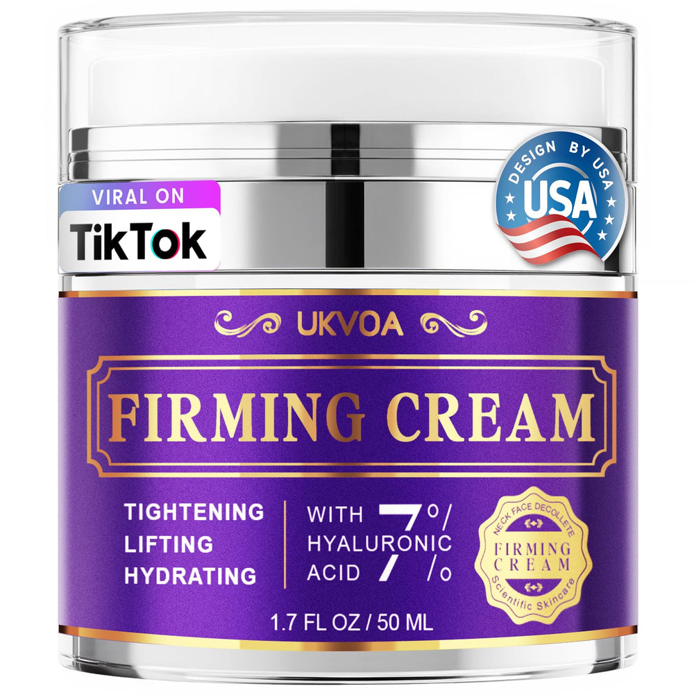 UKVOA retinol neck cream bottle on vanity for daily firming routine