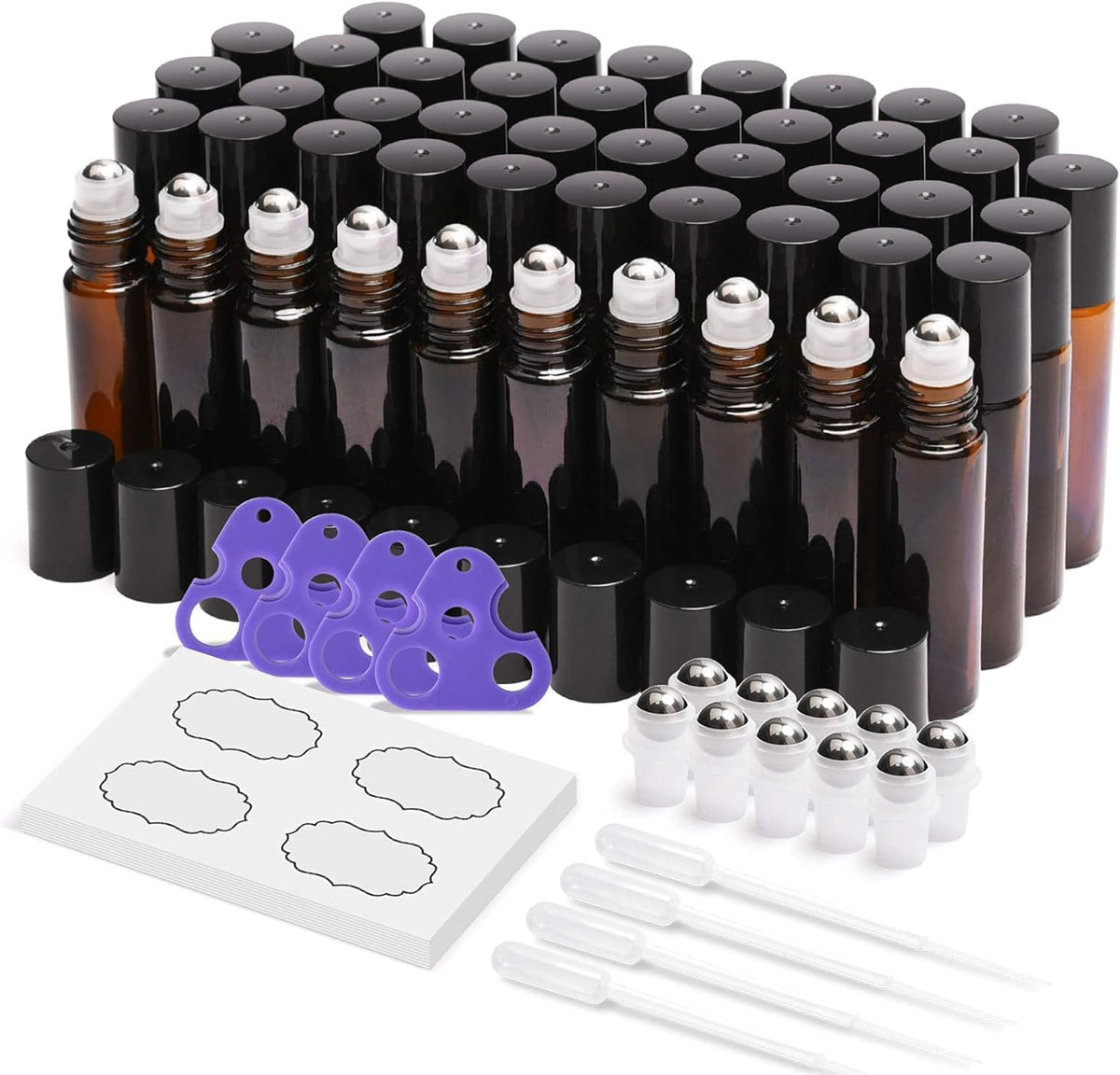 ULG essential oil roller bottles pack: 10ml amber glass for travel-friendly oil blends.