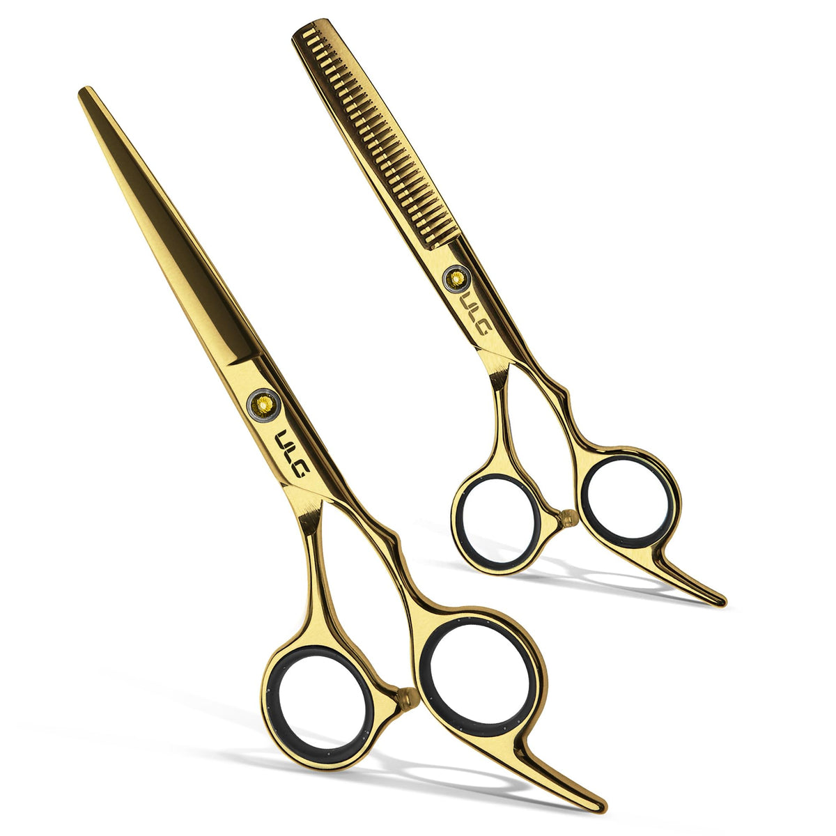 ULG hair cutting scissors gold 6.5 inch side view for precise, clean cuts.