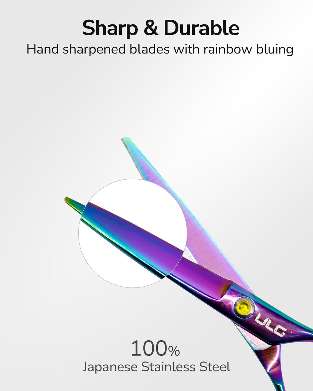 ULG scissors kit packaging images show warranty and included components.