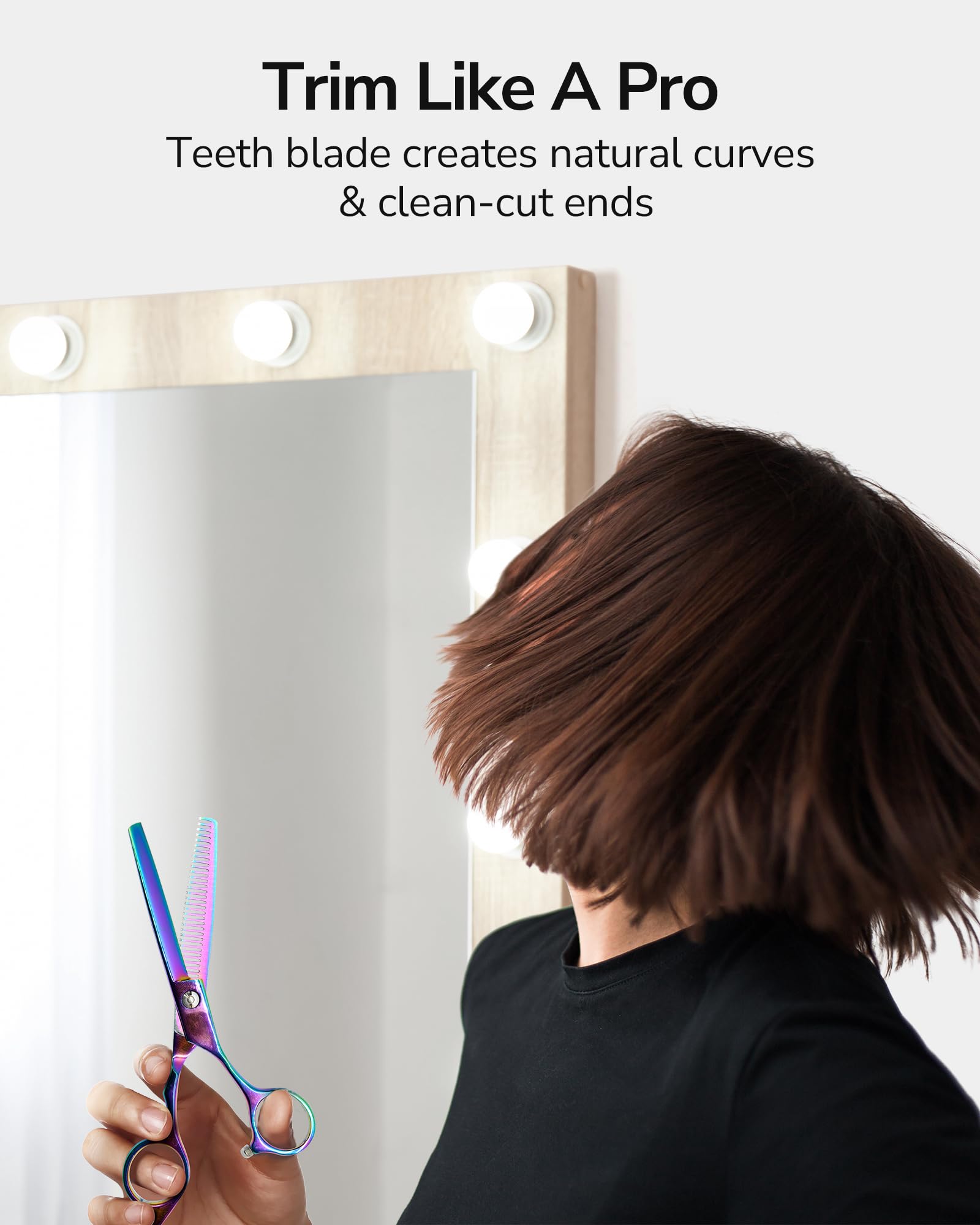 ULG thinning shears with blue diamond design and mirror polish for premium aesthetics.