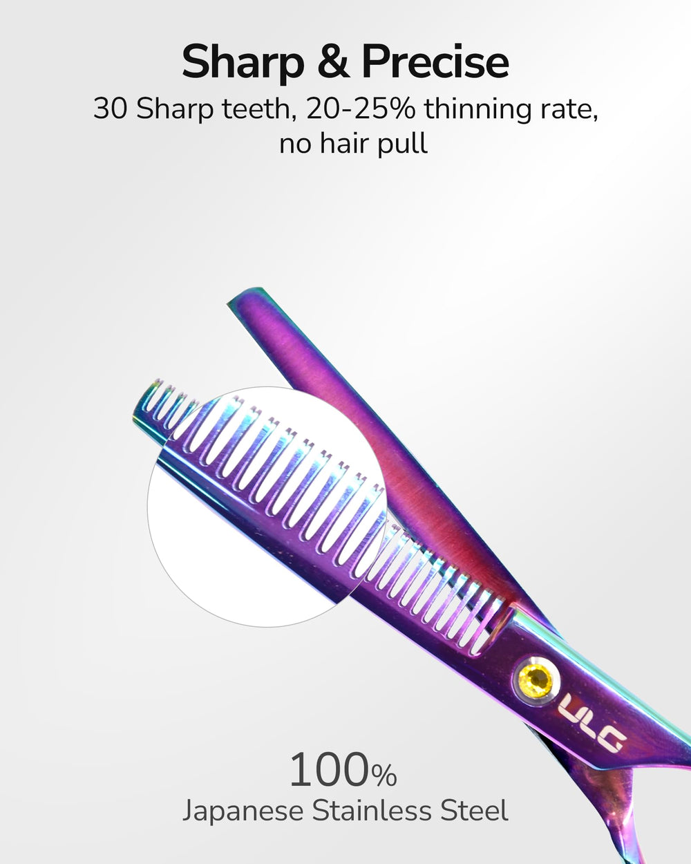 ULG thinning scissors come with 12-month support and care-friendly design.