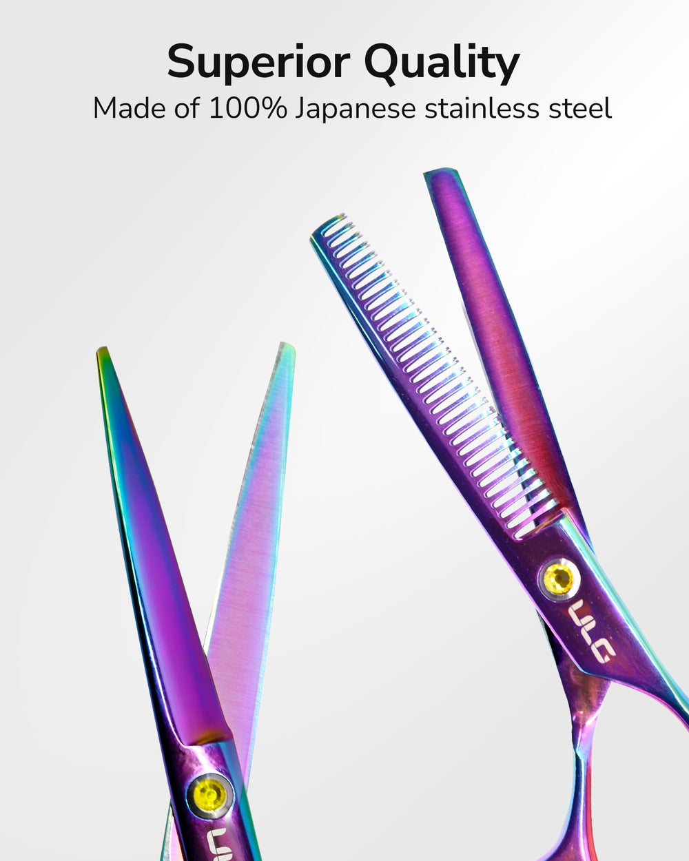 ULG thinning shears with 30 teeth for texture and layering in styling.