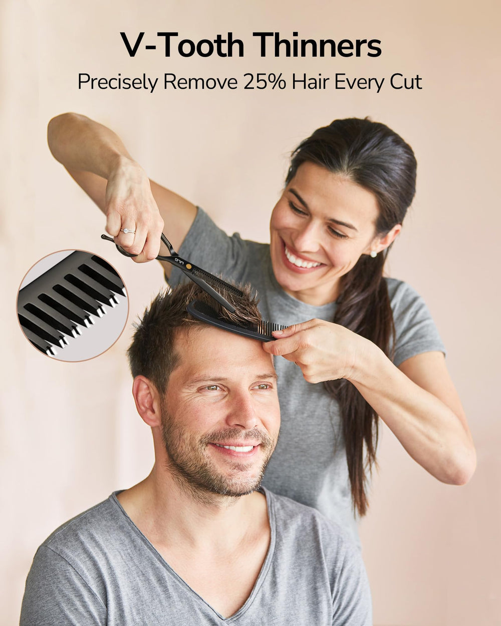 ULG haircutting kit with comb, clips, and case enabling complete at-home salon sessions