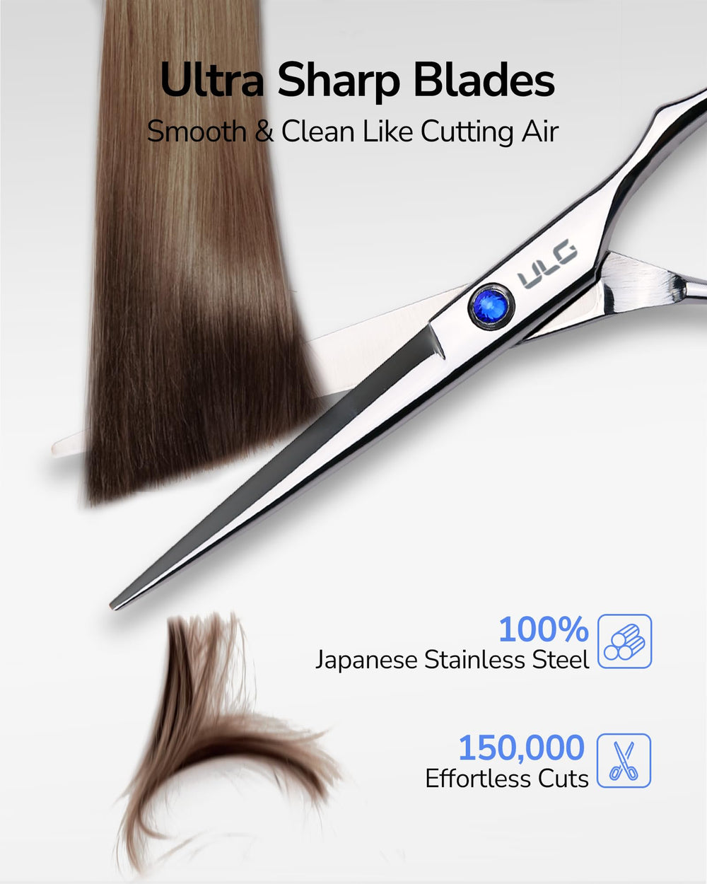 ULG Japanese stainless steel blades close-up emphasizes durable sharp performance.