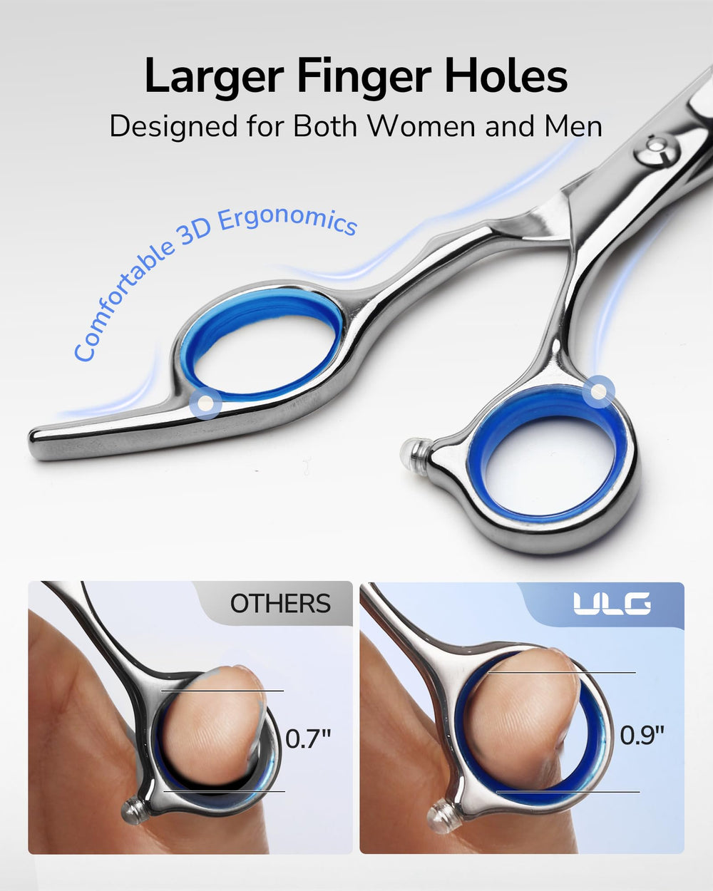 ULG off-set ergonomic grip close-up shows comfortable wrist support.