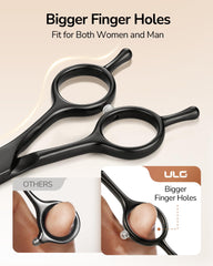 ULG professional hair cutting scissors symmetry for ambidextrous use and smooth balance.