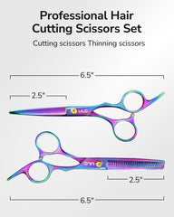 ULG hair scissors highlight blue diamond stones for precise cuts and premium feel.