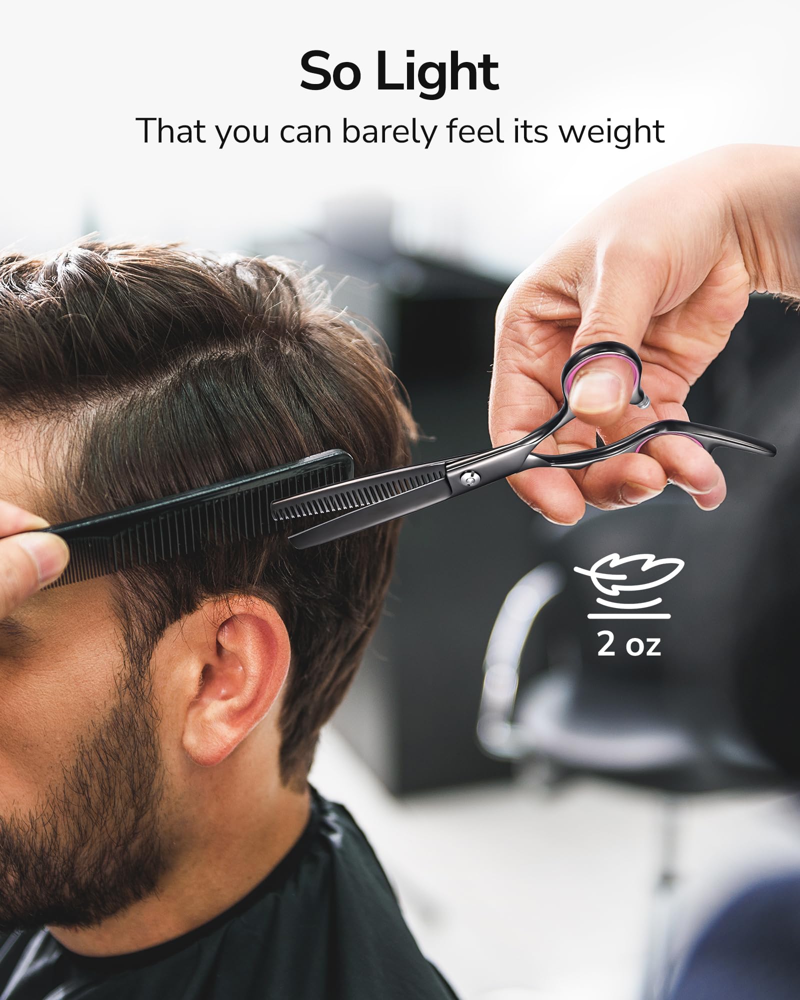 ULG scissors in use for layering and bangs trimming