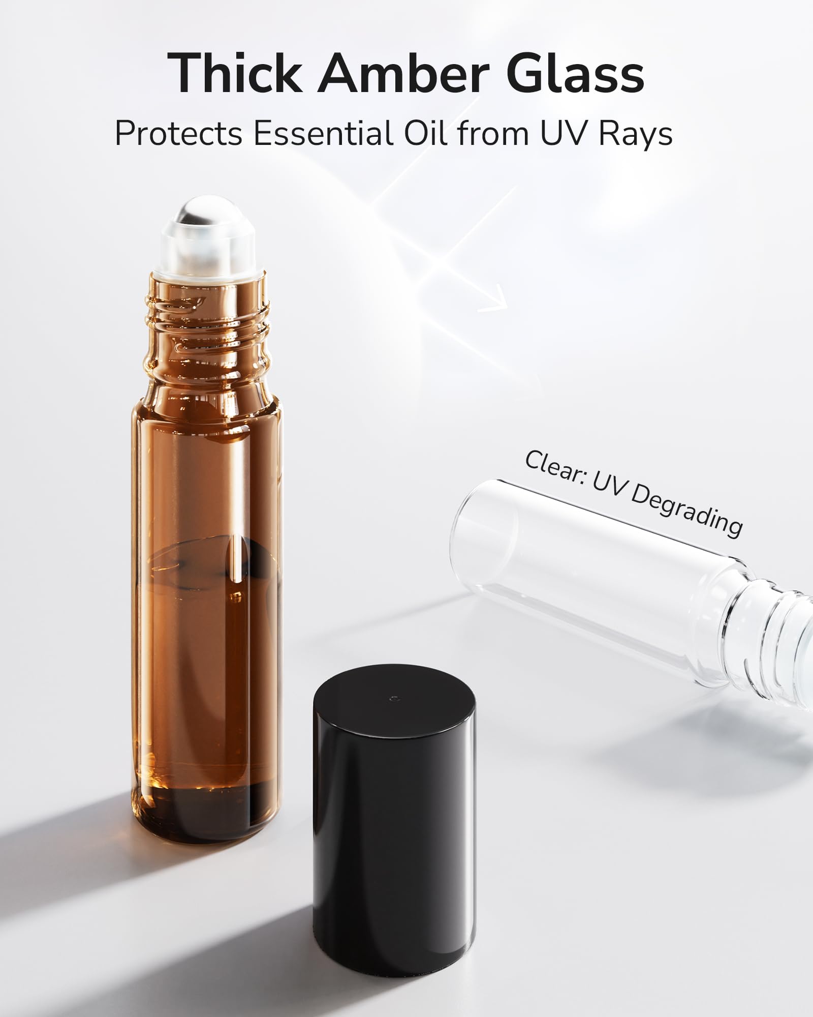 ULG stainless steel roller ball closeup highlights smooth application for essential oils.