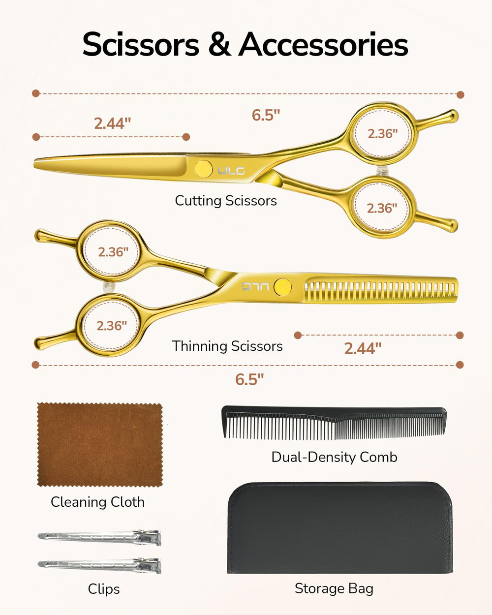 ULG stainless steel shears highlight durability and smooth blade glide