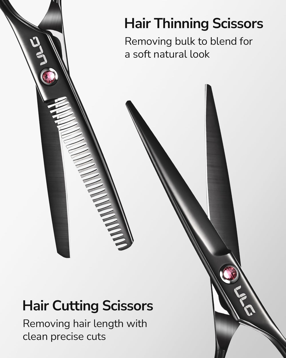 ULG thinning shears with 30 teeth for even thinning and texturizing