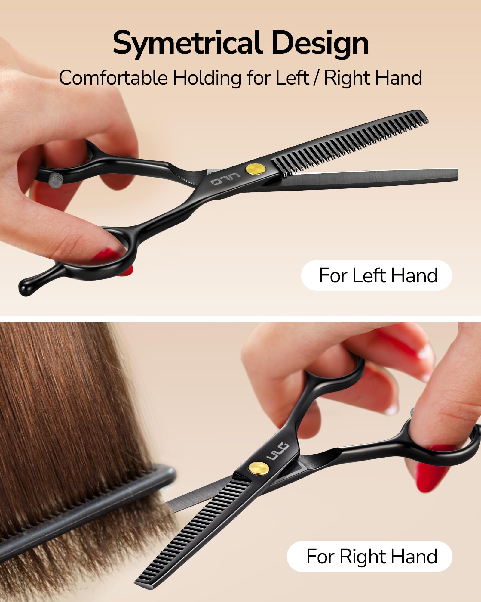 ULG thinning shears blunt tips visible for skin-safe use