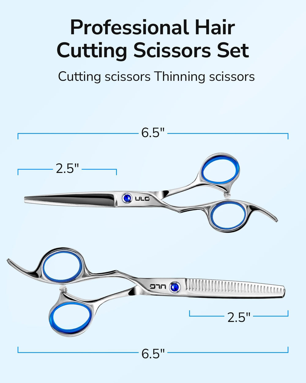 ULG thinning shears close-up showing precision thinning for natural texture.