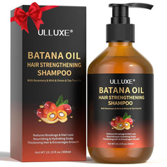 ulluxe Batana Oil Hair Growth Shampoo bottle showcases sulfate-free formula for all hair types