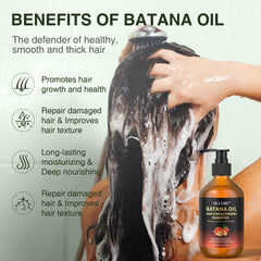 ulluxe Batana Oil Hair Growth Shampoo foam demonstrates refreshing cleanse