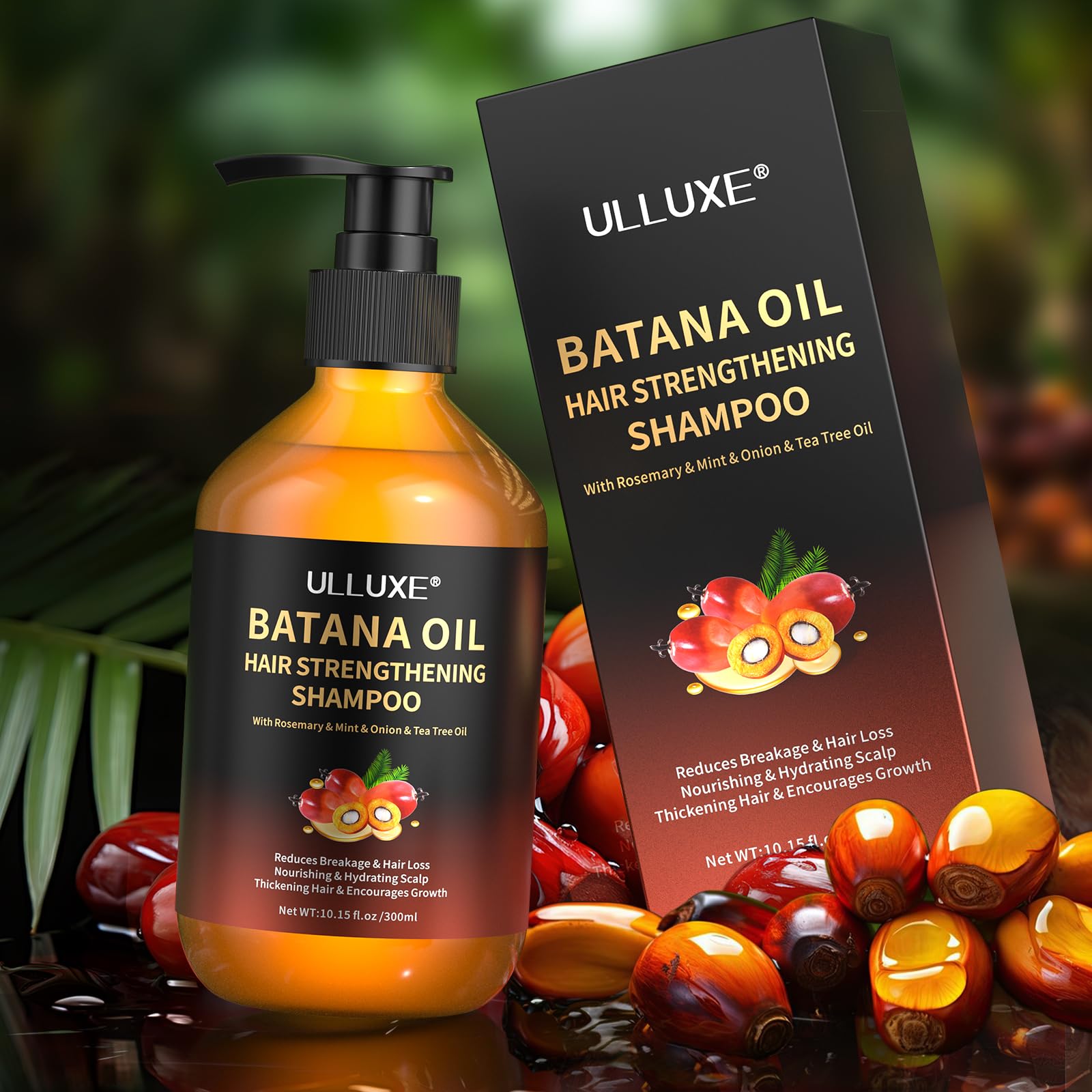 ulluxe Batana Oil Hair Growth Shampoo rosemary oil close-up