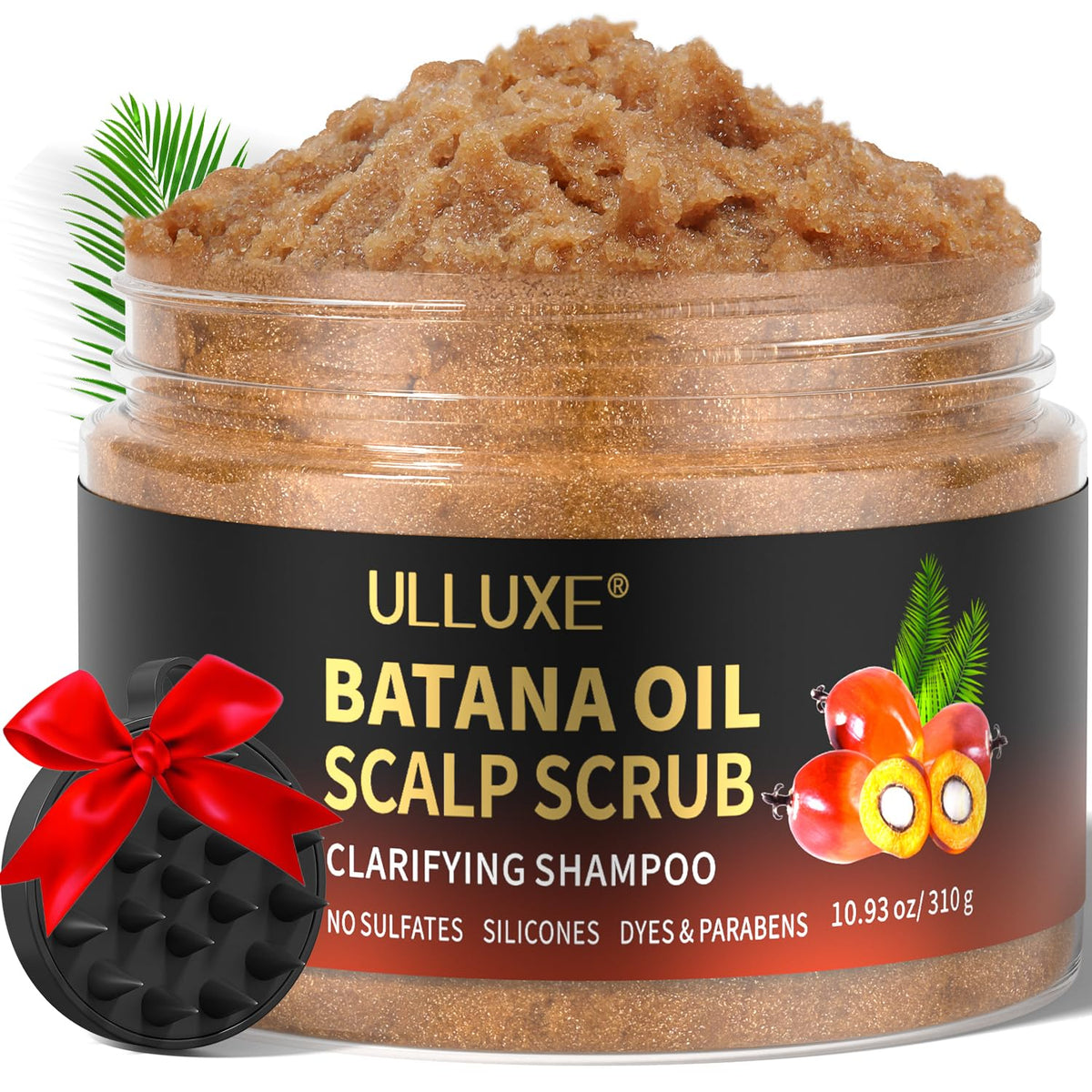 Ulluxe Scalp Scrub bottle pour for refreshing scalp cleanse and hair nourishment