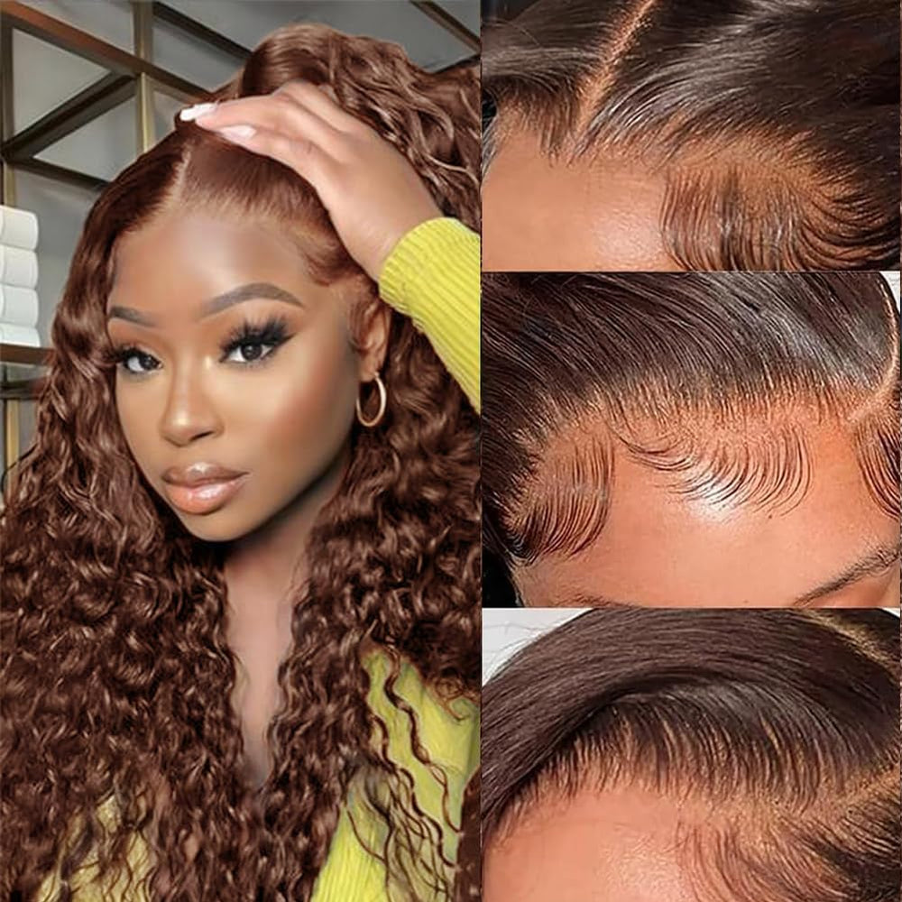 ULOVE HAIR chocolate brown HD lace-front wig with natural parting for seamless styling