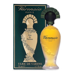 Ulric De Varens Varensia bottle shot shows elegant packaging for lasting feminine aroma