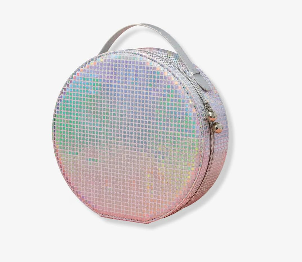 Ulta Beauty JoyBright disco dreams case-storage demonstrates organized, portable makeup for travel and events.