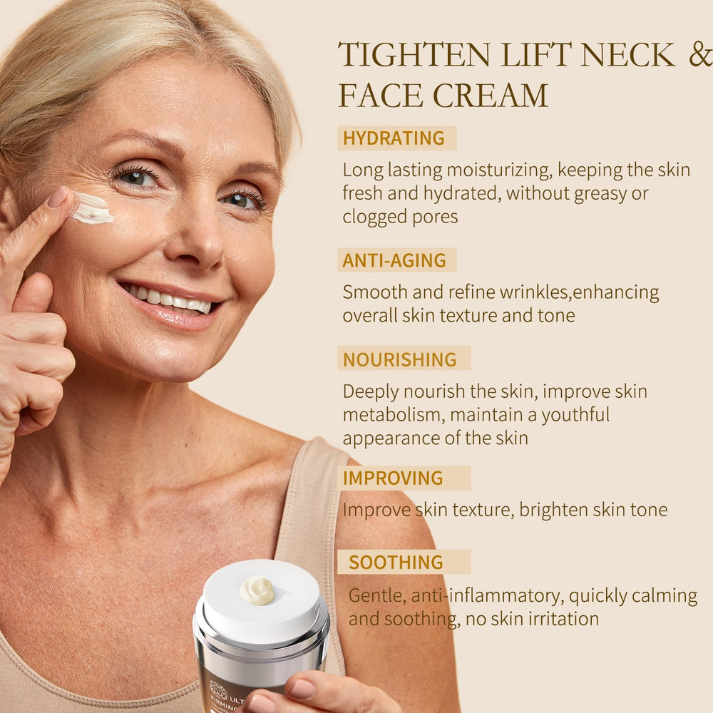 ULTIBELA Neck Firming Cream Closeup highlights visibly tightened skin surface