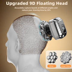 UltraCaput 9D floating-head shaver in use for quick, smooth scalp shave