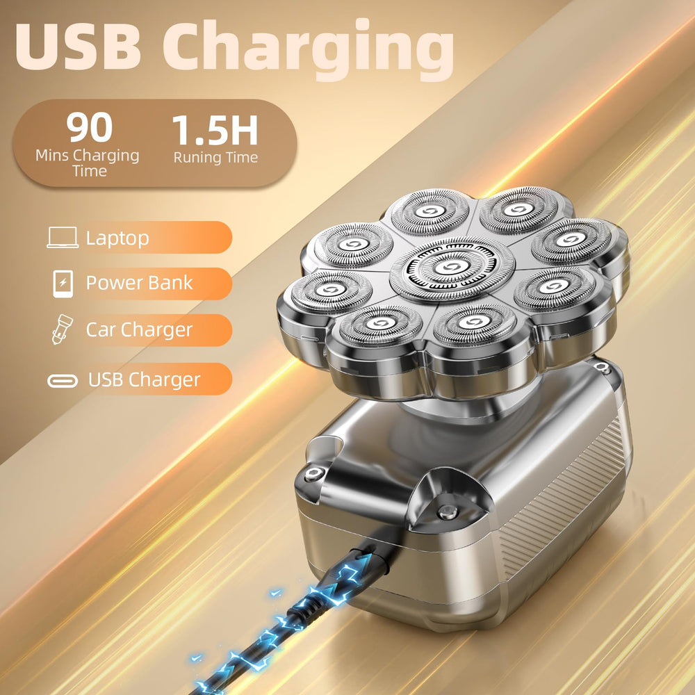 UltraCaput shaver LED display shows battery and reminders