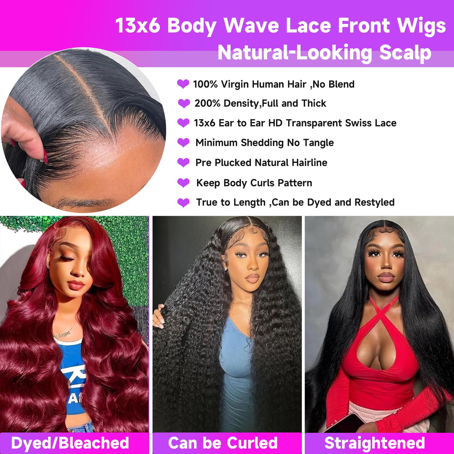 UltraFlower 200-density lace-front wig offers full-bodied, tangle-free movement