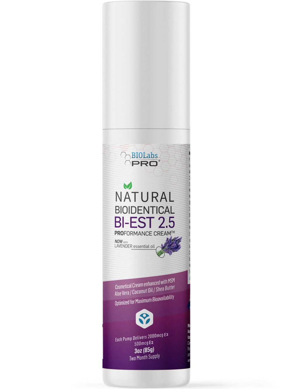 UltraSpa BioLabs PRO Estro Cream lavender front view for daily balance support