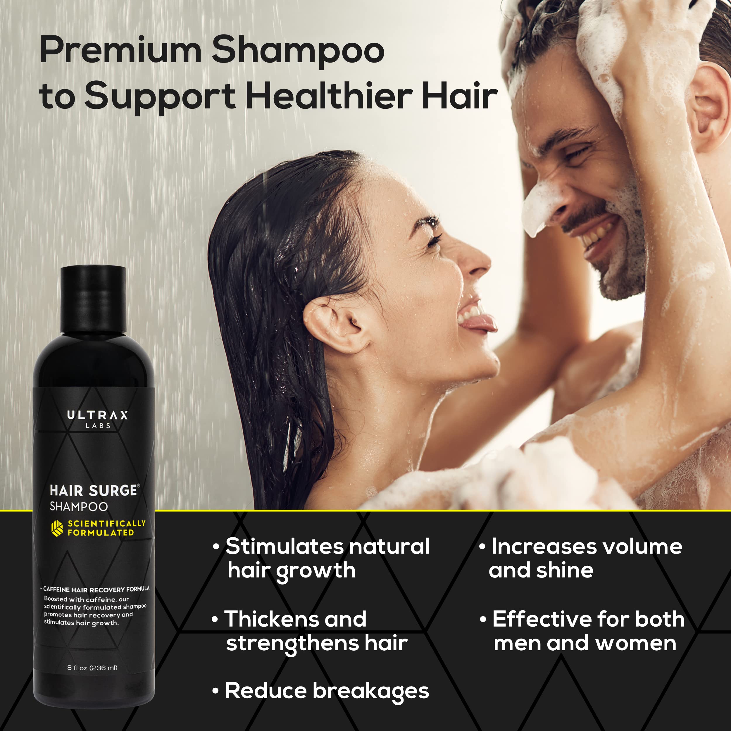 Ultrax Labs Hair Surge gentle cleansing foam on hair